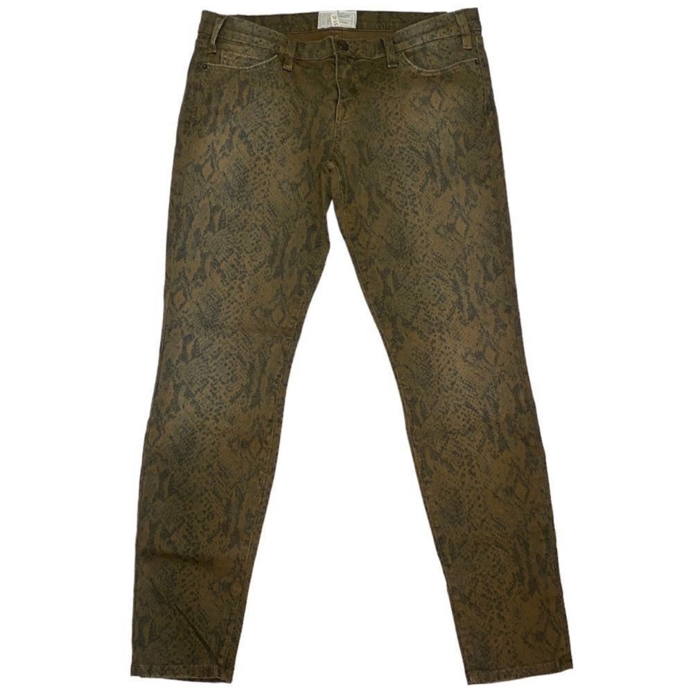 CURRENT/ELLIOTT Ankle Skinny Reptile Print Jeans in Oregano